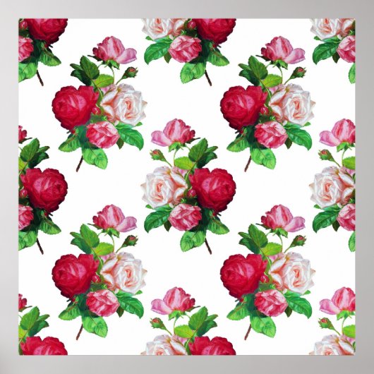Pattern with Red, White and Pink Roses, ポスター (正面)
