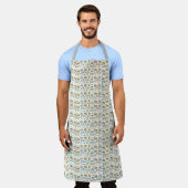 Patterned apron featuring colorful repeating  エプロン (着用した状態)