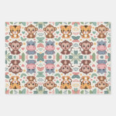 Patterned design featuring cartoon animals  ラッピングペーパーシート (正面)