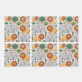 Patterned design featuring elephants, lions. ラッピングペーパーシート (正面2)