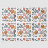 Patterned design with playful lions, elephants 薄葉紙 (正面)
