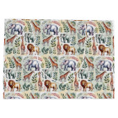 Patterned fabric featuring elephants, giraffes ラージペーパーバッグ (裏面)