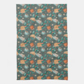 Patterned fabric with whimsical foxes Towel キッチンタオル (縦)