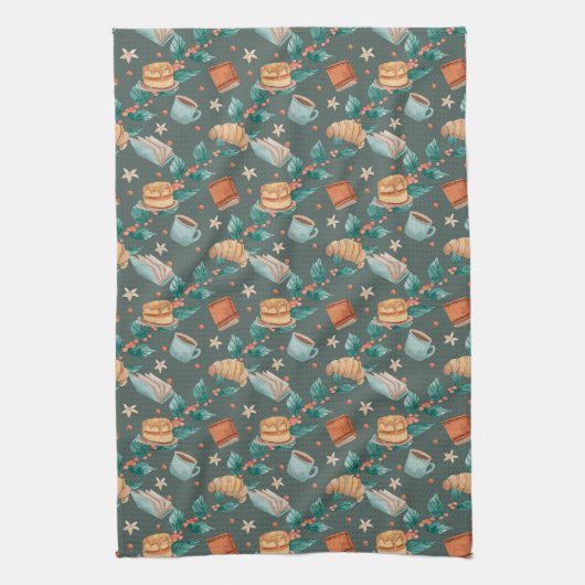 Patterned fabric with whimsical foxes Towel キッチンタオル (縦)