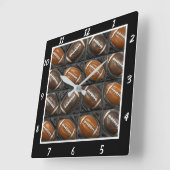 Patterned Football Sports スクエア壁時計 (傾斜)