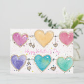 Patterned Hearts Valentine Notecard Invitation 招待状 (スタンド正面)