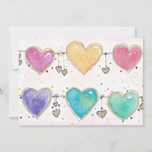 Patterned Hearts Valentine Notecard Invitation  招待状 (正面)
