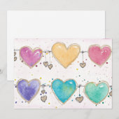 Patterned Hearts Valentine Notecard Invitation  招待状 (正面/裏面)