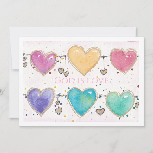 Patterned Hearts Valentine Notecard Invitation 招待状 (正面)