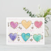 Patterned Hearts Valentine Notecard Invitation 招待状 (スタンド正面)
