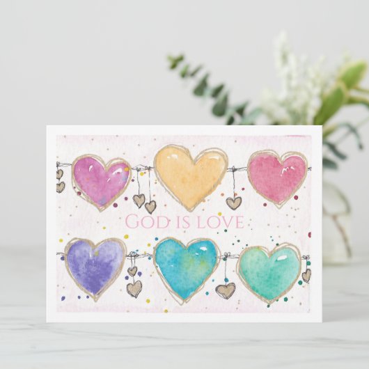 Patterned Hearts Valentine Notecard Invitation  招待状 (スタンド正面)