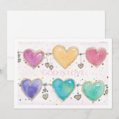 Patterned Hearts Valentine Notecard Invitation 招待状 (正面/裏面)