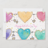 Patterned Hearts Valentine Notecard Invitation 招待状 (正面)