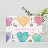 Patterned Hearts Valentine Notecard Invitation 招待状 (スタンド正面)