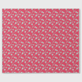 Patterned Silver-Grey Foliage on Bright Pink Red ラッピングペーパー (フラット)