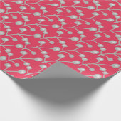 Patterned Silver-Grey Foliage on Bright Pink Red ラッピングペーパー (角)