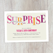 Patterned Surprise Party Invitation in Pink 招待状