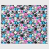 Patterned Tiles Birthday Add The Text Black White ラッピングペーパー (フラット)