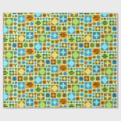 Patterned Tiles Birthday Add The Text Orange Green ラッピングペーパー (フラット)