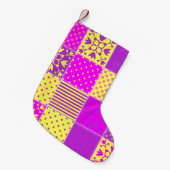 patterns artを使用違うしたパッチワークの背景 スモールクリスマスストッキング (正面 (吊り時))