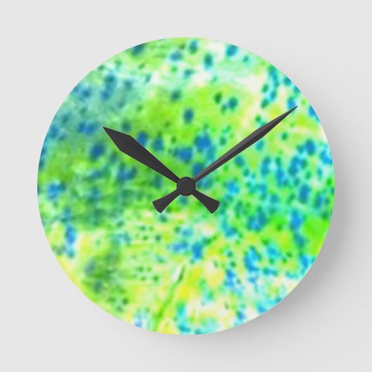 PatternWear©著"イルカ魚"の- Mahi Mahi ラウンド壁時計 (正面)