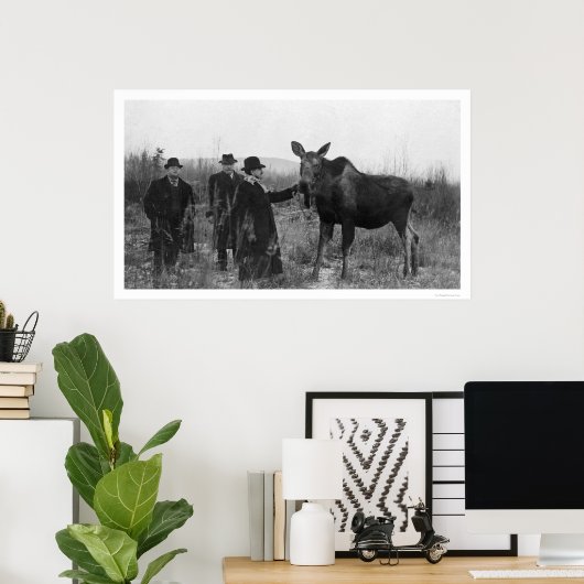 Patting a Moose写真1921 ポスター (ホームオフィス)