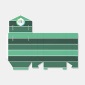 Patttern of green stripes and initials wedding フェイバーボックス (折り畳みなし)