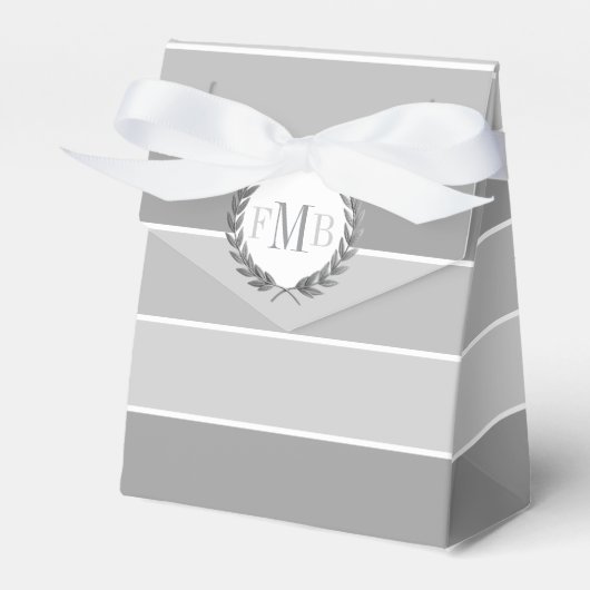 Patttern of grey stripes and initials wedding フェイバーボックス (正面サイド)