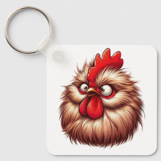 "Patty Silkie Chicken Face" Aluminum Keychain キーホルダー (正面)