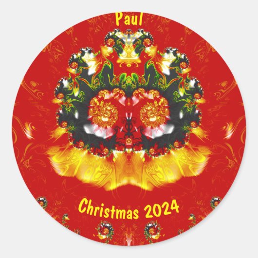 PAUL～クリスマス赤緑黄色フラクタル～ ラウンドシール (正面)