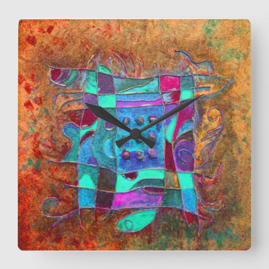 Paul Buiclaの「Amber Opening」 スクエア壁時計 (正面)