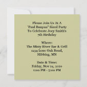 PAUL BUNYANの巨大な記録の森のパーティの招待状 招待状 (裏面)