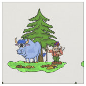 Paul Bunyan (剃られる)および青いウシの可愛い人の生地 ファブリック (クローズアップ)