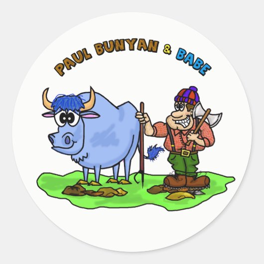 Paul Bunyan & Babe The Blue Oxスタンプ ラウンドシール (正面)