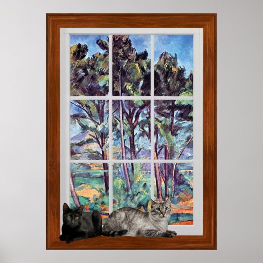 Paul Cezanne - Pines And Aqueduct 3D Window Frame ポスター (正面)