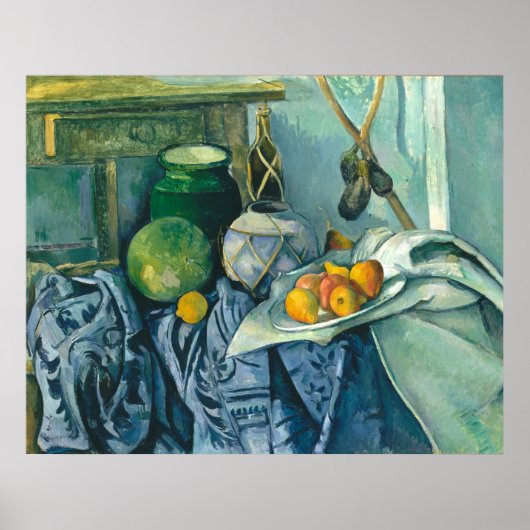 Paul Cezanne Still Life Ginger Jar and Eggplant ポスター (正面)
