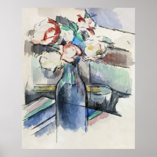 Paul Cézanne's Roses in a Bottle (1900-1904)  ポスター (正面)