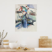 Paul Cézanne's Roses in a Bottle (1900-1904)  ポスター (キッチン)