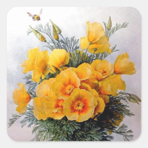 Paul de Longpre著「California Poppies」 – ステッカー