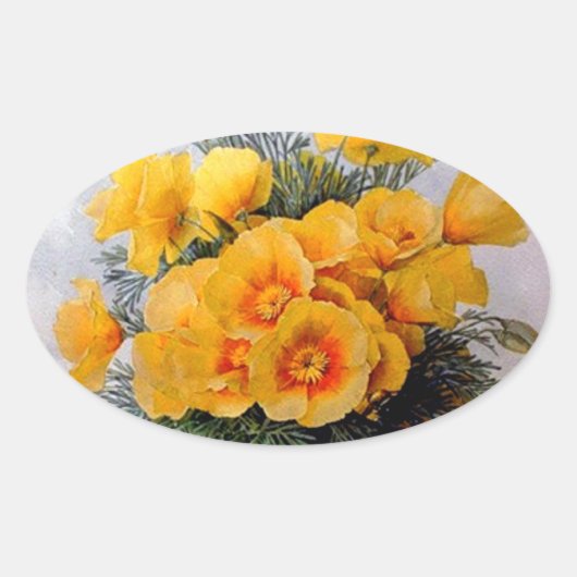 Paul de Longpre著「California Poppies」 – ステッカー (正面)