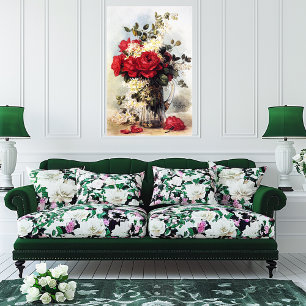Paul-De-Longpre Red Roses Bouquet,サイズ変更可能 ポスター
