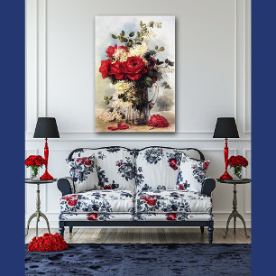 Paul-De-Longpre Red Roses Bouquet,サイズ変更可能 ポスター