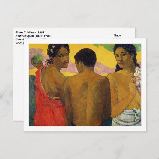 Paul Gauguinによるタヒティア人3人 ポストカード (正面/裏面)