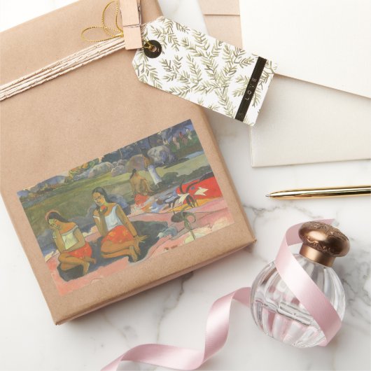 Paul Gauguinによる楽しい眠気,ヴィンテージアート 長方形シール (ギフト)