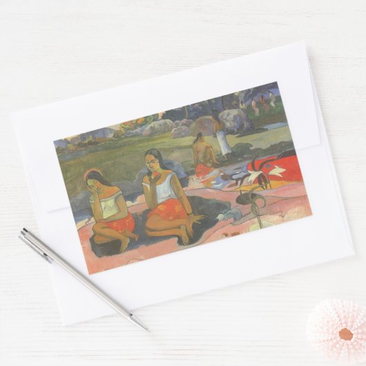 Paul Gauguinによる楽しい眠気，ヴィンテージアート 長方形シール (封筒)