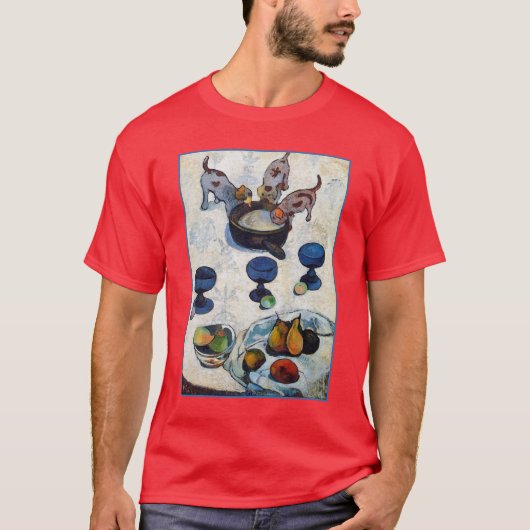 Paul Gauguinによる3匹の子犬たちとの静物詩 Tシャツ (正面)