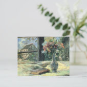 Paul Gauguinヴィンテージ花瓶の花を窓に ポストカード (スタンド正面)