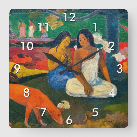 Paul Gauguin – エリアエリア/赤い犬 スクエア壁時計 (正面)