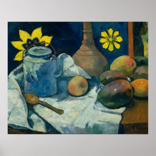 Paul Gauguin – ティーポットとフルーツを使った静物詩 ポスター (正面)