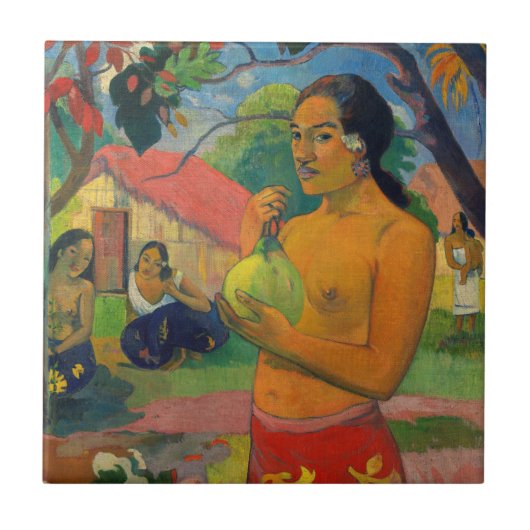 Paul Gauguin – 果実を持つ女性 タイル (正面)